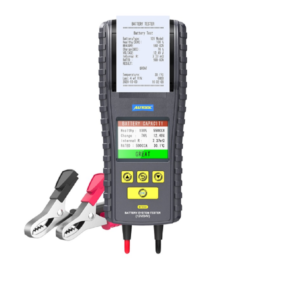 Autool BT860 24V Car Battery Tester with Printer Tests Battery Capacity Startup Monitoring and Charging System Diagnostics