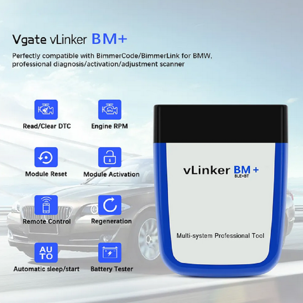 10pcs/lot Vgate vLinker BM ELM327 For BMW Scanner for BT4.0/BT3.0 OBD2 Car Diagnostic Tool ELM327 Code Reader Scanner