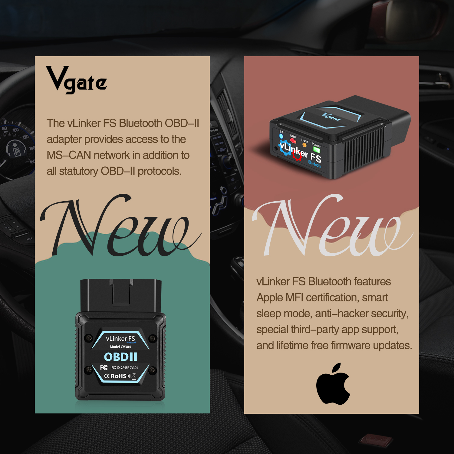 Vgate vLinker FS ELM327 Bluetooth for Android/IOS For Ford FORScan HS MS CAN ELM 327 OBD 2 OBD2 Car Diagnostic Scanner Tools