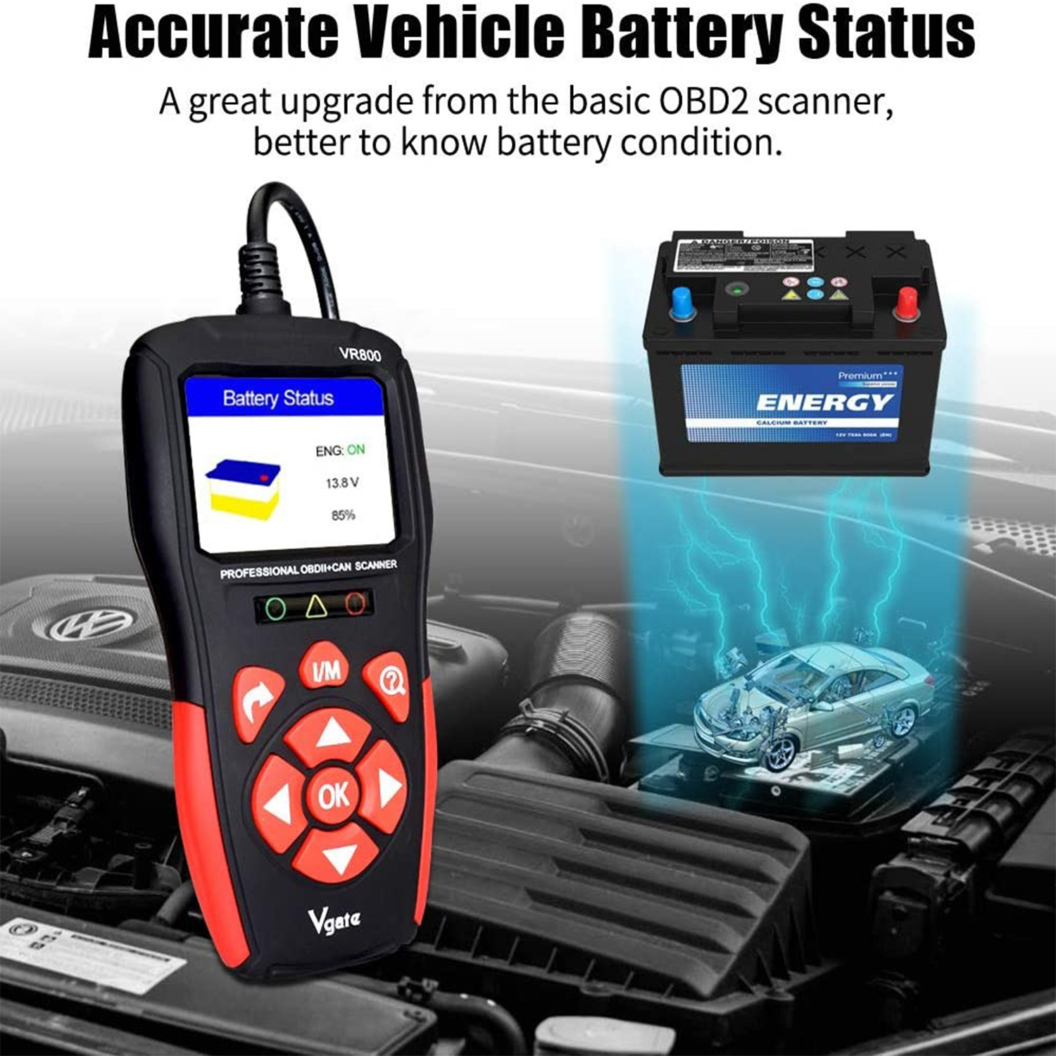 Vgate VR800 Car Code Reader OBD2 Scanner Automotive Scan Tools OBD 2 Diagnostic Auto ODB2 Scanner Tool PK AS500 KW850 ELM327