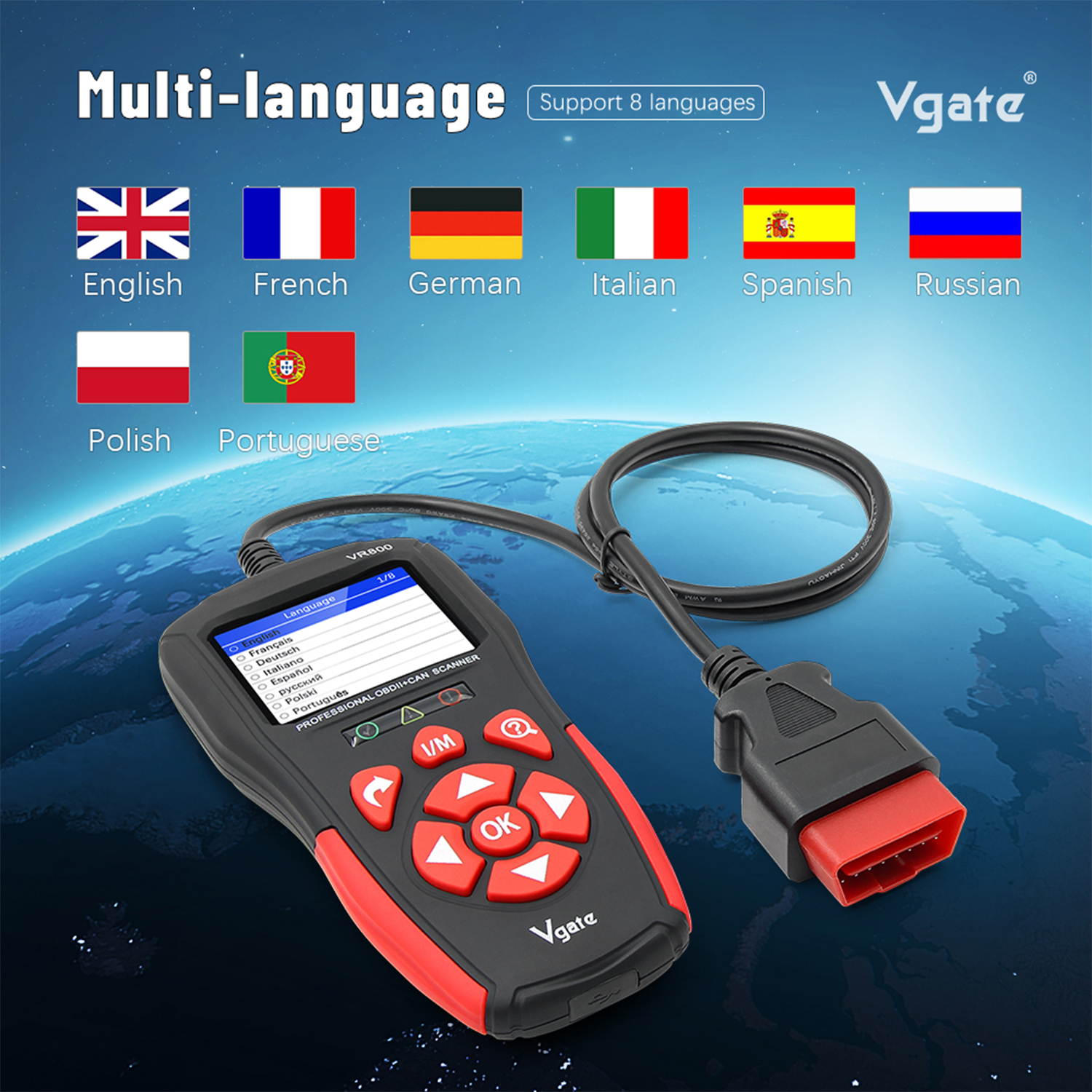 Vgate VR800 Car Code Reader OBD2 Scanner Automotive Scan Tools OBD 2 Diagnostic Auto ODB2 Scanner Tool PK AS500 KW850 ELM327