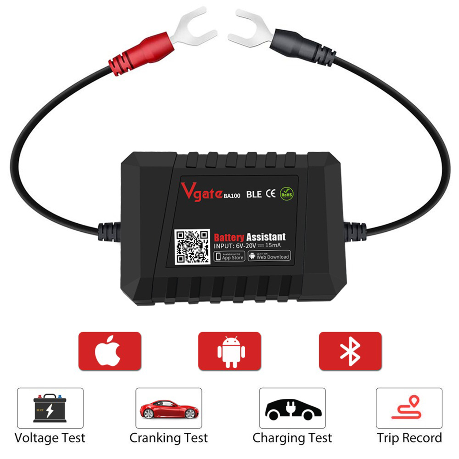 10Pcs/lot Vgate Battery Asst 12V Bluetooth Diagnostic Analyzer Monitor for Android & iOS Device