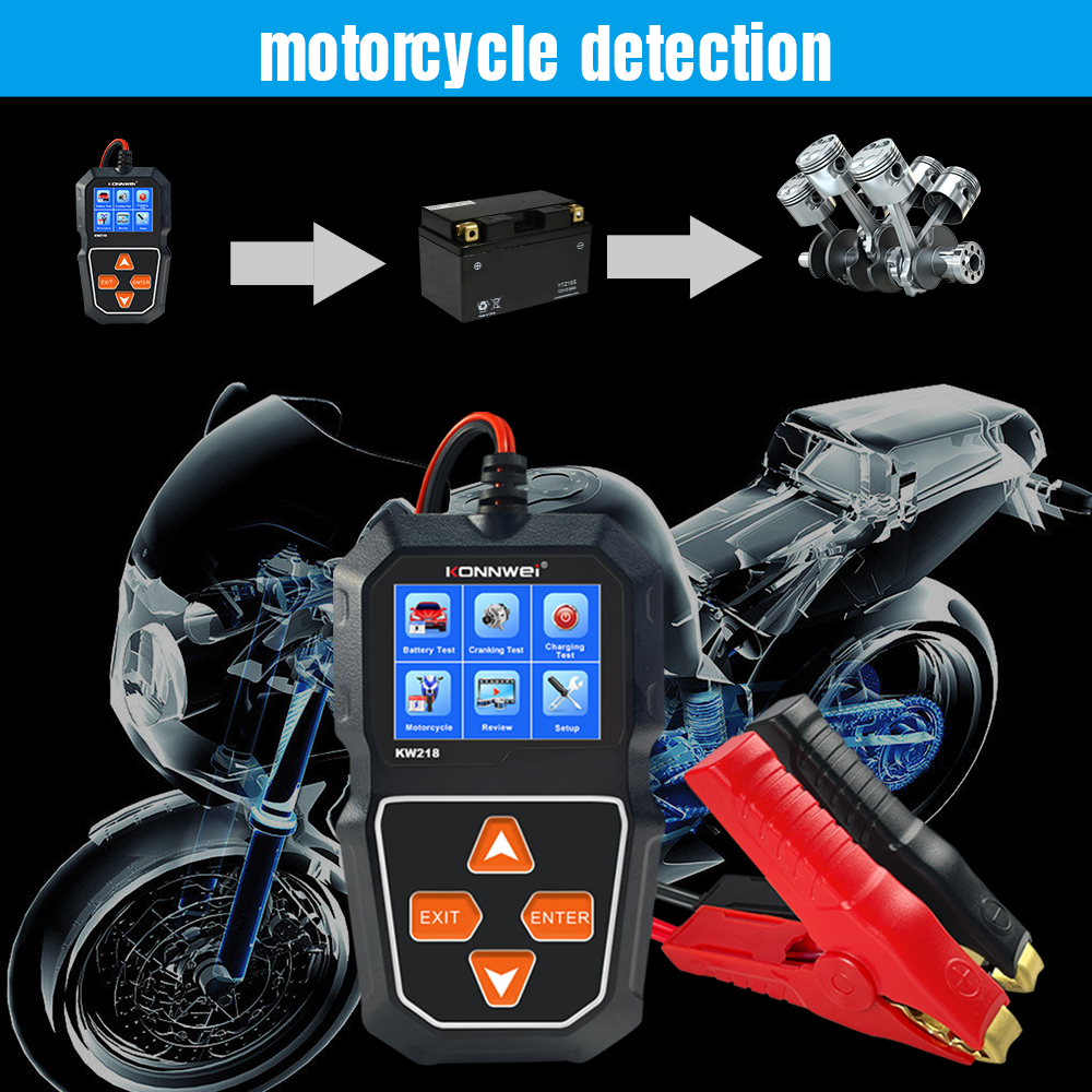 Konnwei KW218 Car Motorcycle Battery Tester 6V 12V With 2.4 inch Colorful Screen
