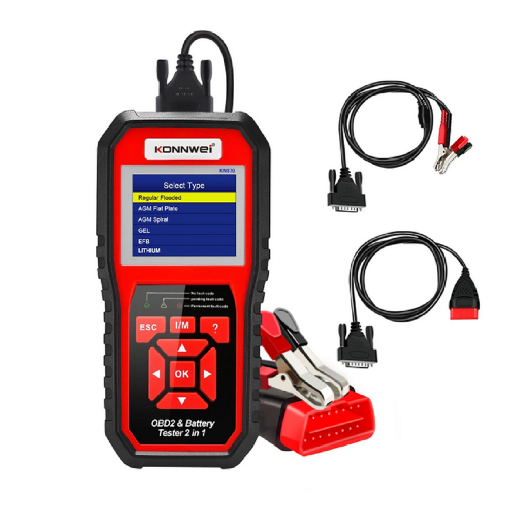 KONNWEI KW870 Car and Motorcycle Battery Tester 6V 12V OBDII Automatic Diagnosis Scanner 2-in-1 Comprehensive Product