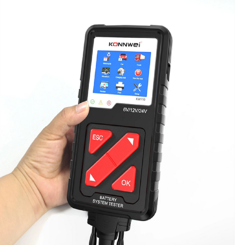 KONNWEI KW710 Car Battery Tester 6V/12V/24V 100-2000CCA Battery Analyzer Load Tester Charging System Automotive Diagnostic Tool