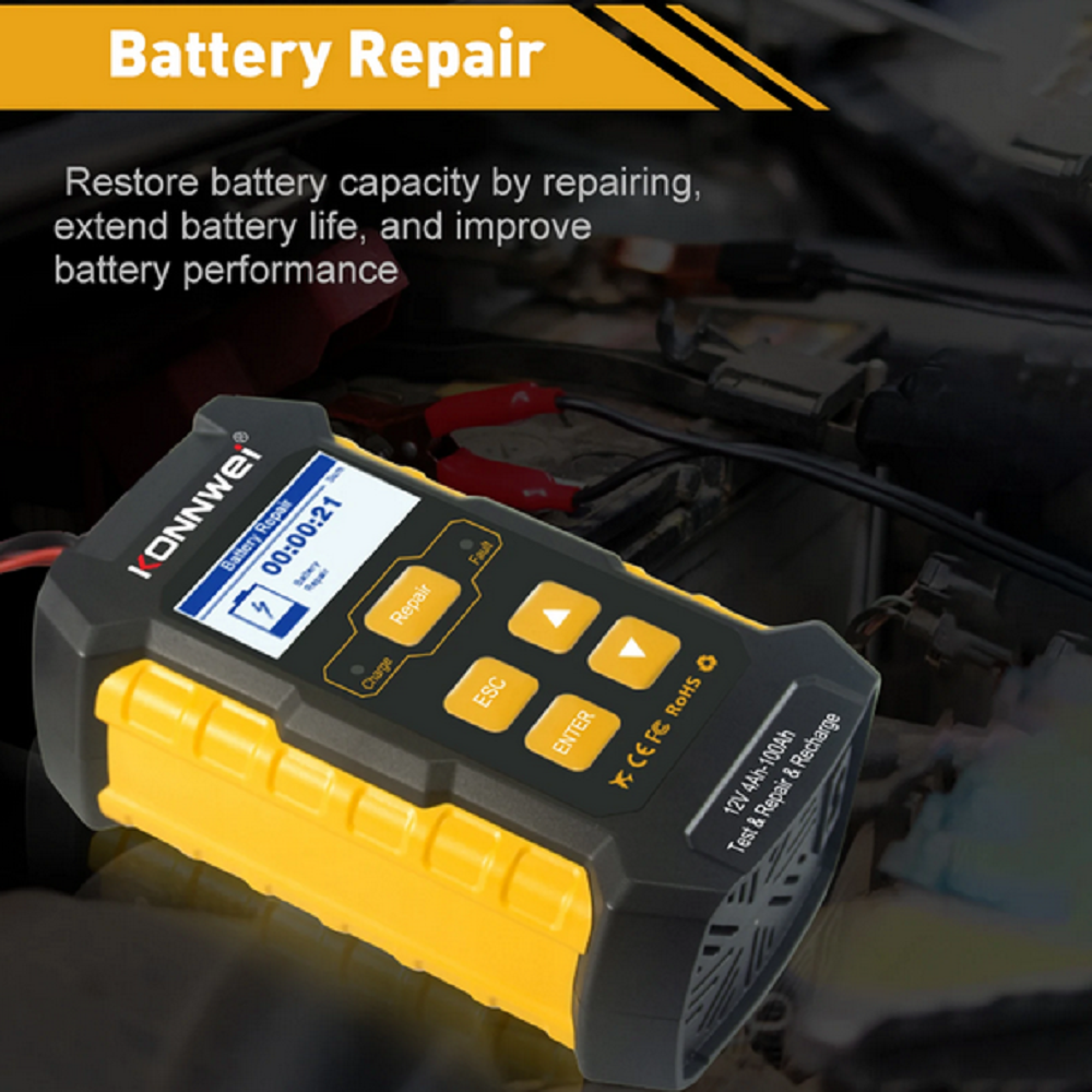 KONNWEI KW510 Full Automatic 12V Car Battery Tester Pulse Repair 5A Battery Chargers Wet Dry AGM Gel Lead Acid Car Repair Tool