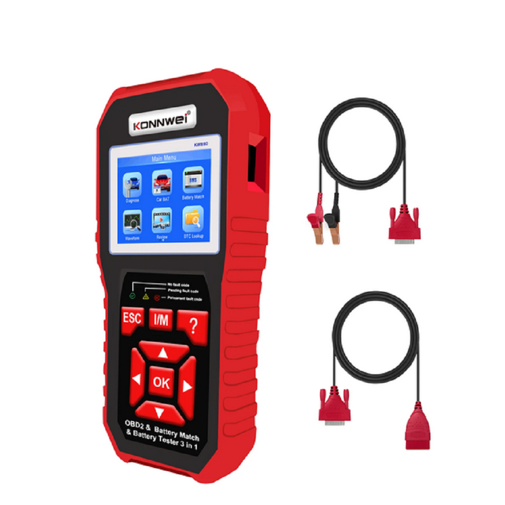 KONNWEI KW880 12V Car Battery Tester Analizer Auto Diagnostic Tool Battery Match 3 in 1 Car OBD2 Scanner Full OBD2 Function