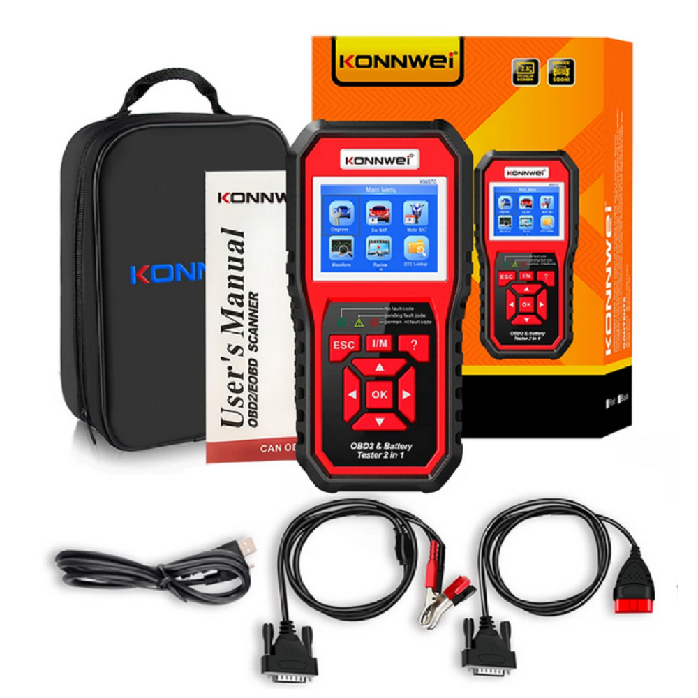 KONNWEI KW870 Car and Motorcycle Battery Tester 6V 12V OBDII Automatic Diagnosis Scanner 2-in-1 Comprehensive Product