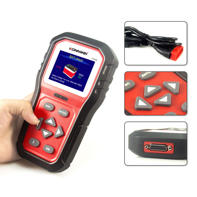 KONNWEI KW860 OBD2 Scanner Car Engine Fault Code Reader Tools OBD2 Enhanced Live Data Stream Free Update Auto Tools