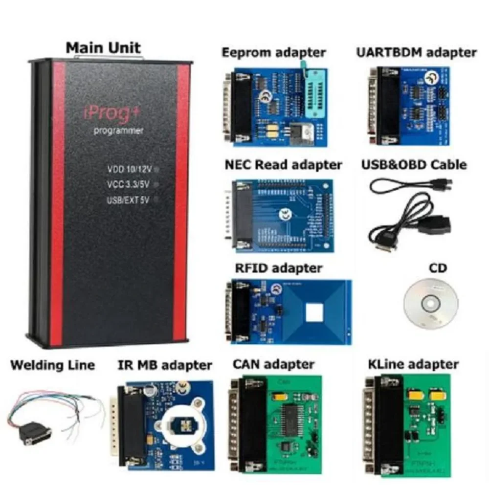 PL Ship Iprog Iprog Pro Programmer Professional Lightweight Durable Diagnostic Tool Mileage Correction Tool With 7 Adapters