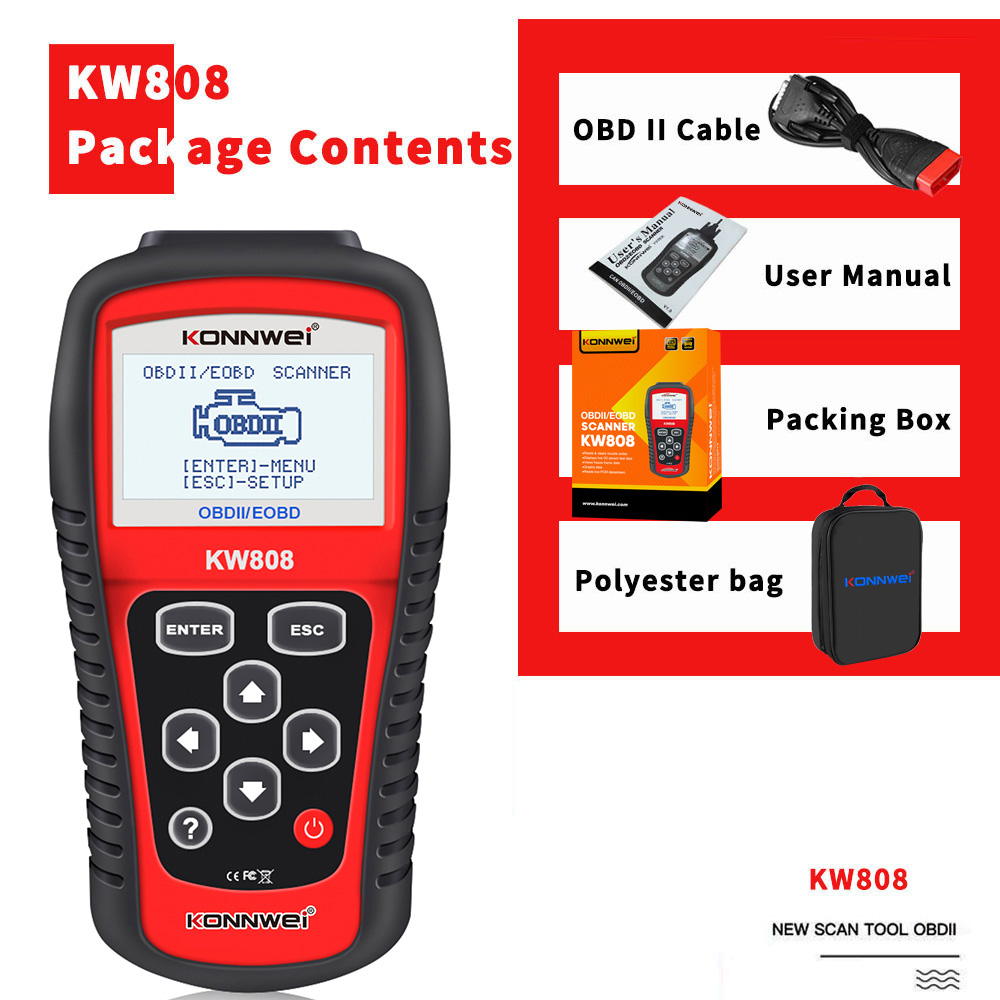 Konnwei KW808 EOBD OBD2 OBDII Auto Diagnostic Scanner