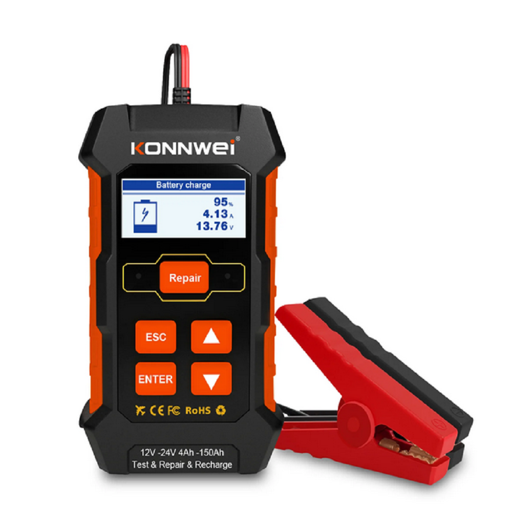 KONNWEI KW520 Battery Tester 12V 10A & 24V 5A  4Ah-150Ah   Battery tester & Battery Repair & Battery Recharger 3 -in-one