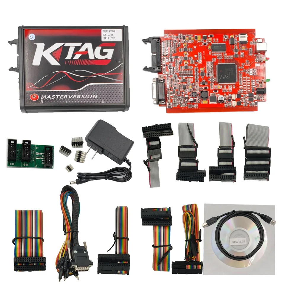 PL Ship For KTAG V7.02  ECU Programmer For Ktag Master OBD2 ECU Chip Tuning Tool Red PCB For KTAG 7.02 ECU Programming Tool