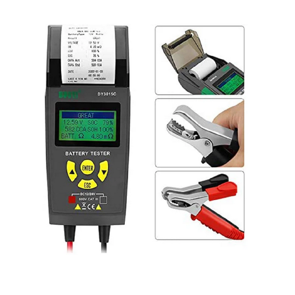 DUOYI DY3015C 12V/24V Car Battery Tester Automotive Battery Analyzer CCA With Printer Cranking Charging Tester Auto Vehicle Repair Test Tool
