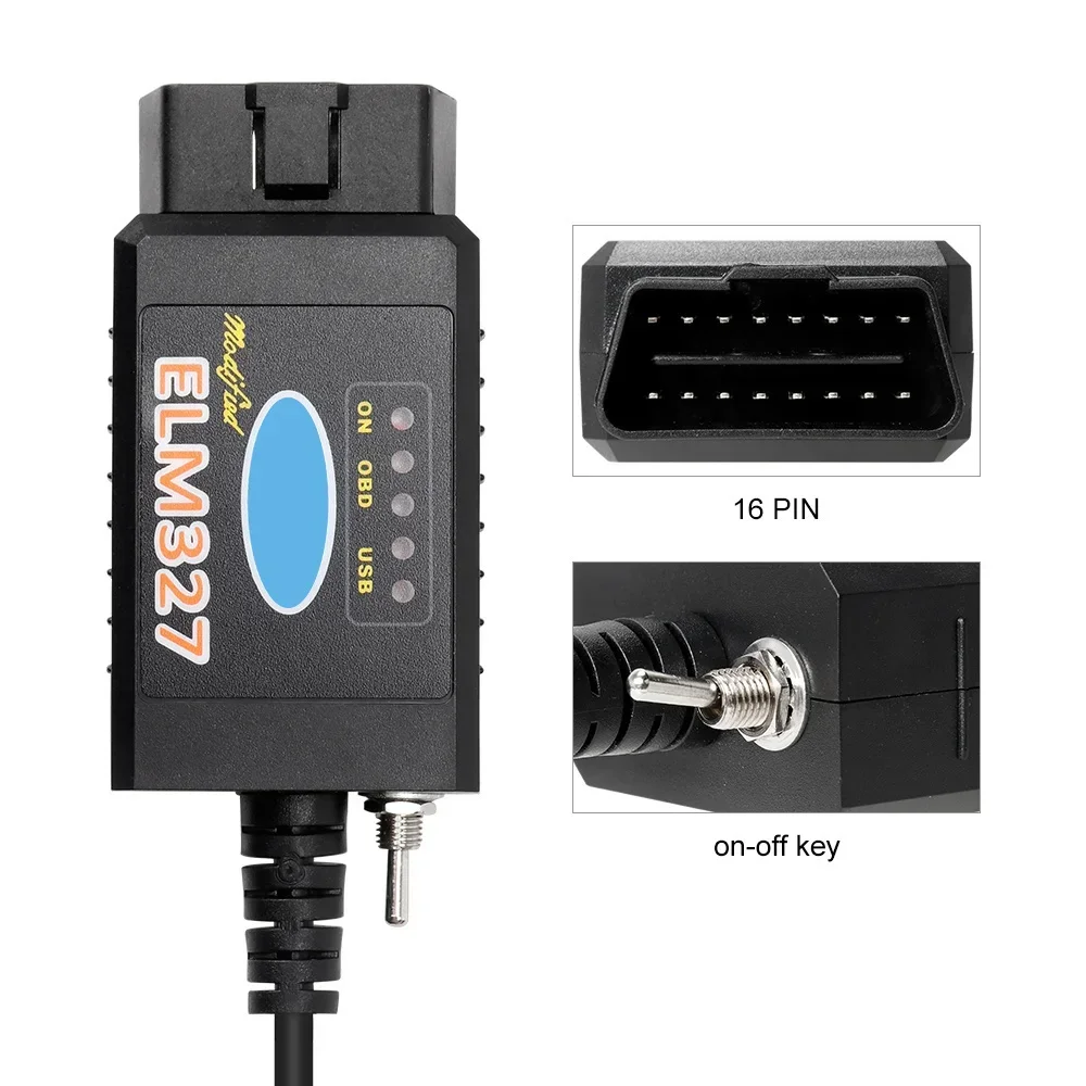 10Pcs/lot  ELM327 USB FTDI PIC18F25K80 Chip ELM config Code Reader OBDII Diagnostic Tool For Ford Support MS CAN Bus And HS CAN Bus 
