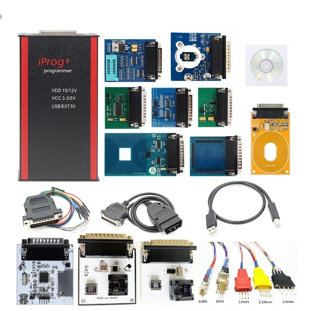V89 IPROG Pro Full Set ECU Key Programmer Iprog+ Eeprom IMMO Car Radio Air-bag Reset Dashboard Kilometer DIGIPROG 3 Carprog