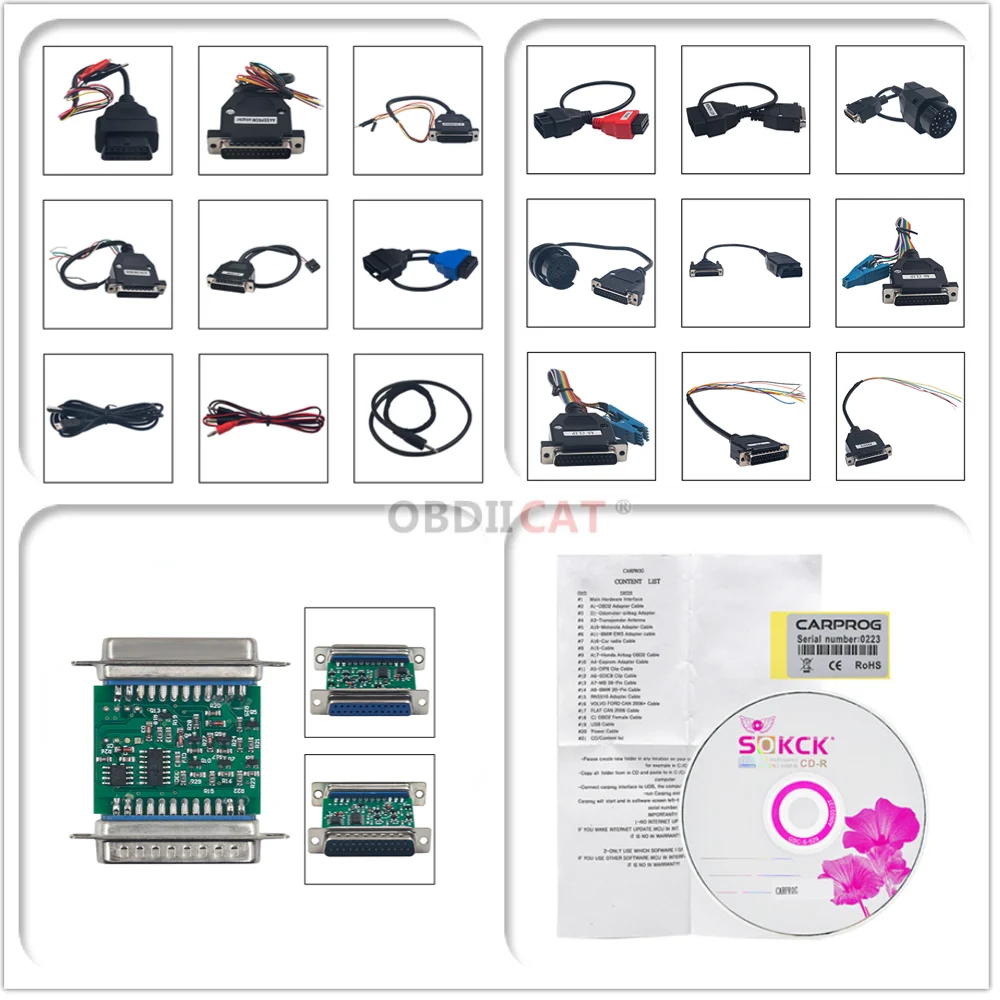 Newest Online Carprog 13.77 Full Adapters with keygen Car Prog 8.21/V10.93 Iprog Pro V86 For Airbag/Radio/IMMO ECU Repair Tool