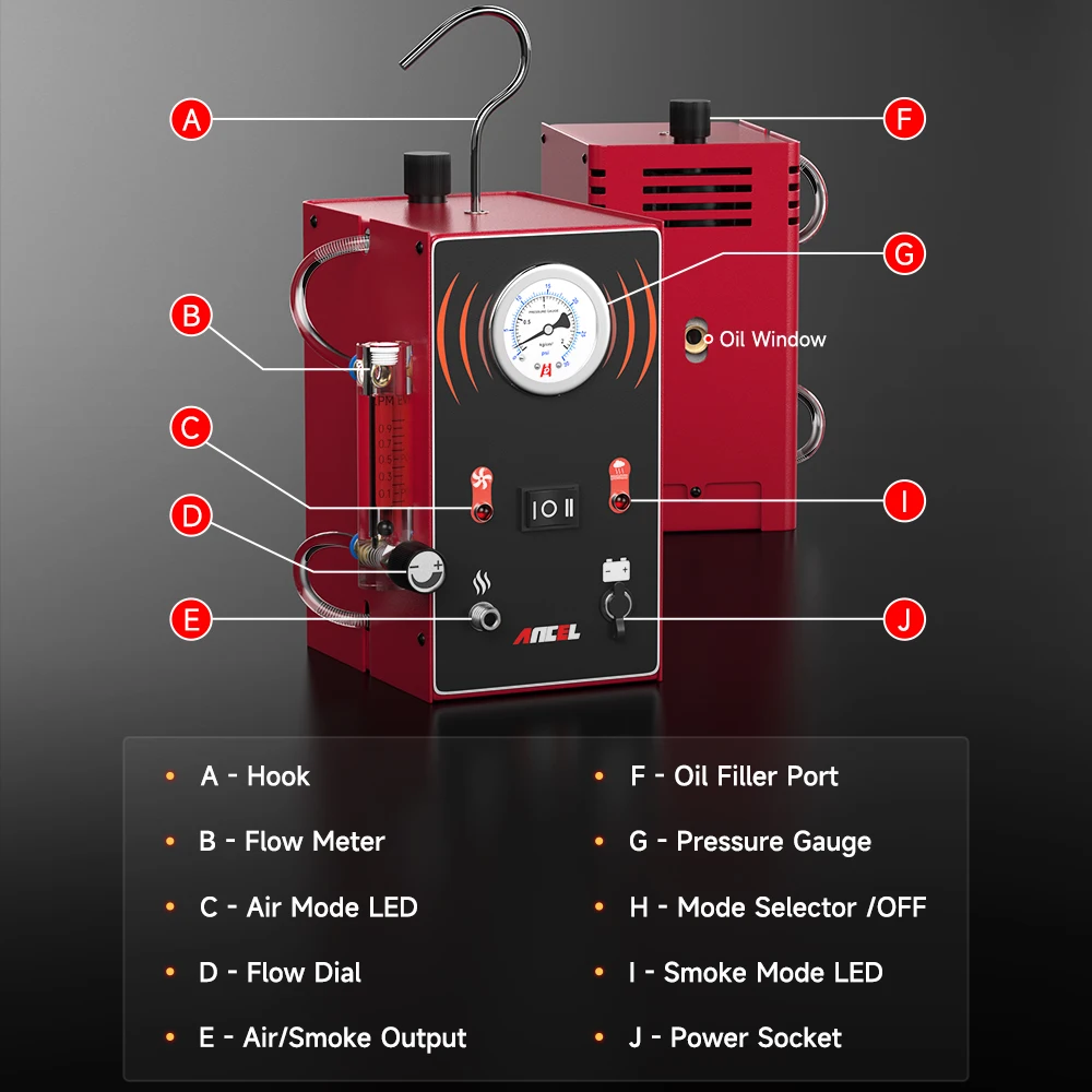 ANCEL S300 Car Smoke Leak Detector EVAP Pipe Smoking Generator Pipe Leakage Analyzer Tester EVAP System Diagnostic Tools