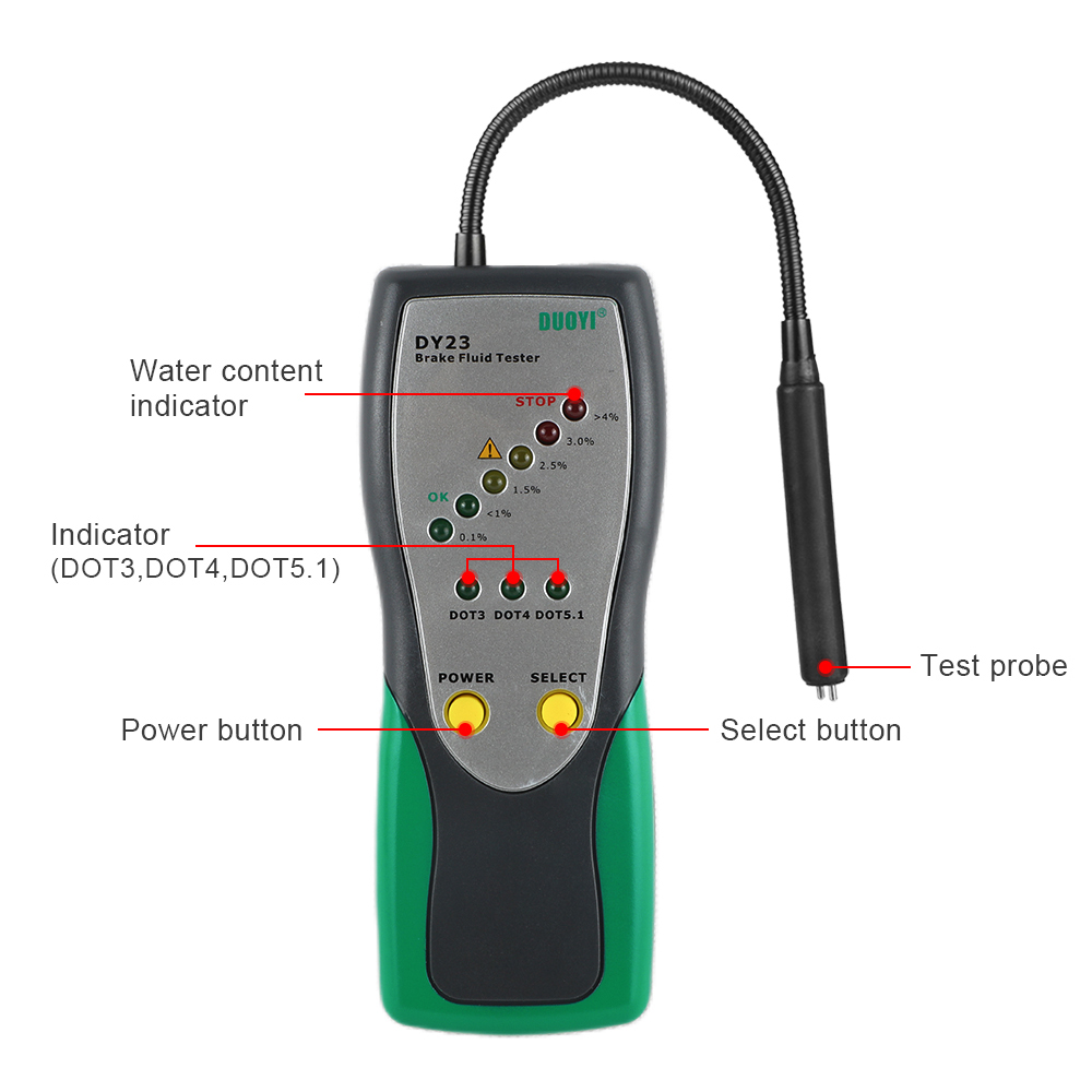 5Pcs/lot DUOYI DY23 Car Brake Fluid Tester Accurate Test Automotive Brake Fluid Water Content Check Universal Oil Quality DOT 3/4/5