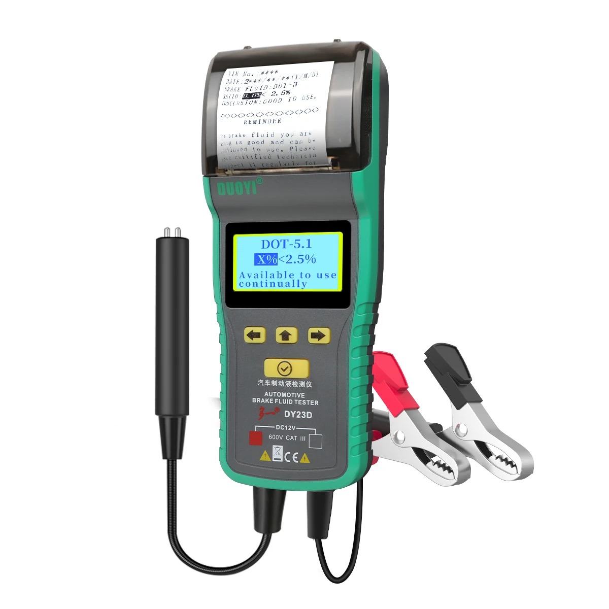 DUOYI DY23D Car Brake Fluid Tester with a Printer For DOT3/ DOT4/ DOT5.1 Brake Fluid meter LCD Display Printing Brake Fluid Oil Tester