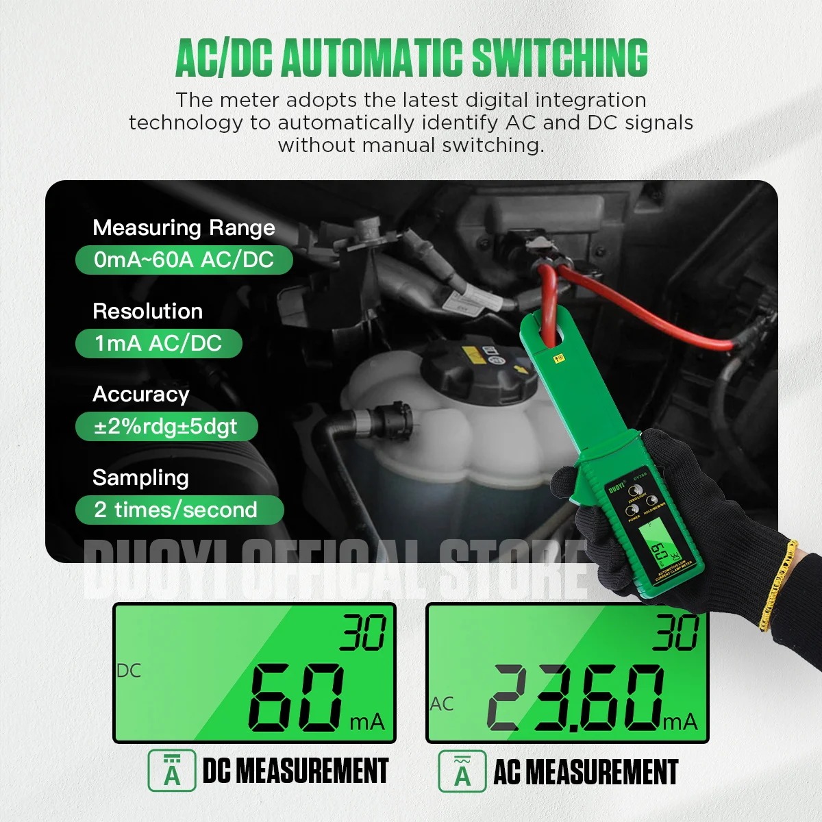 DUOYI DY260 Automotive Current Detector Fuse Current Meter Automotive Current Tester Circuit Inspection Instrument Current Clamp