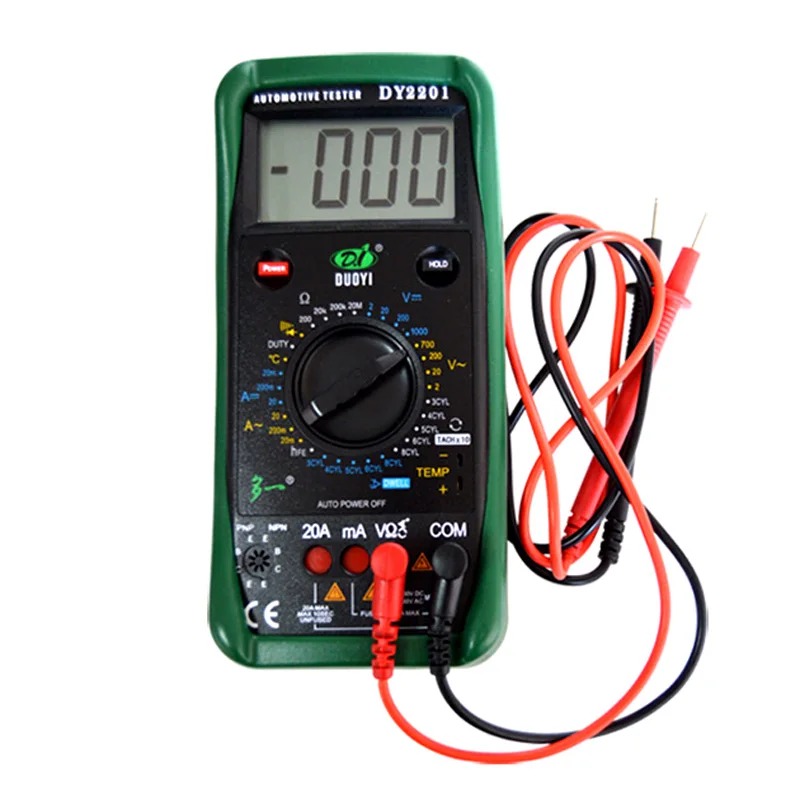 10Pcs/lot DUOYI DY2201 Digital Multimeter Automotive Auto Range Tester 500-10000 RPM Dwell Angle Temperature Meter Universal Multimetro