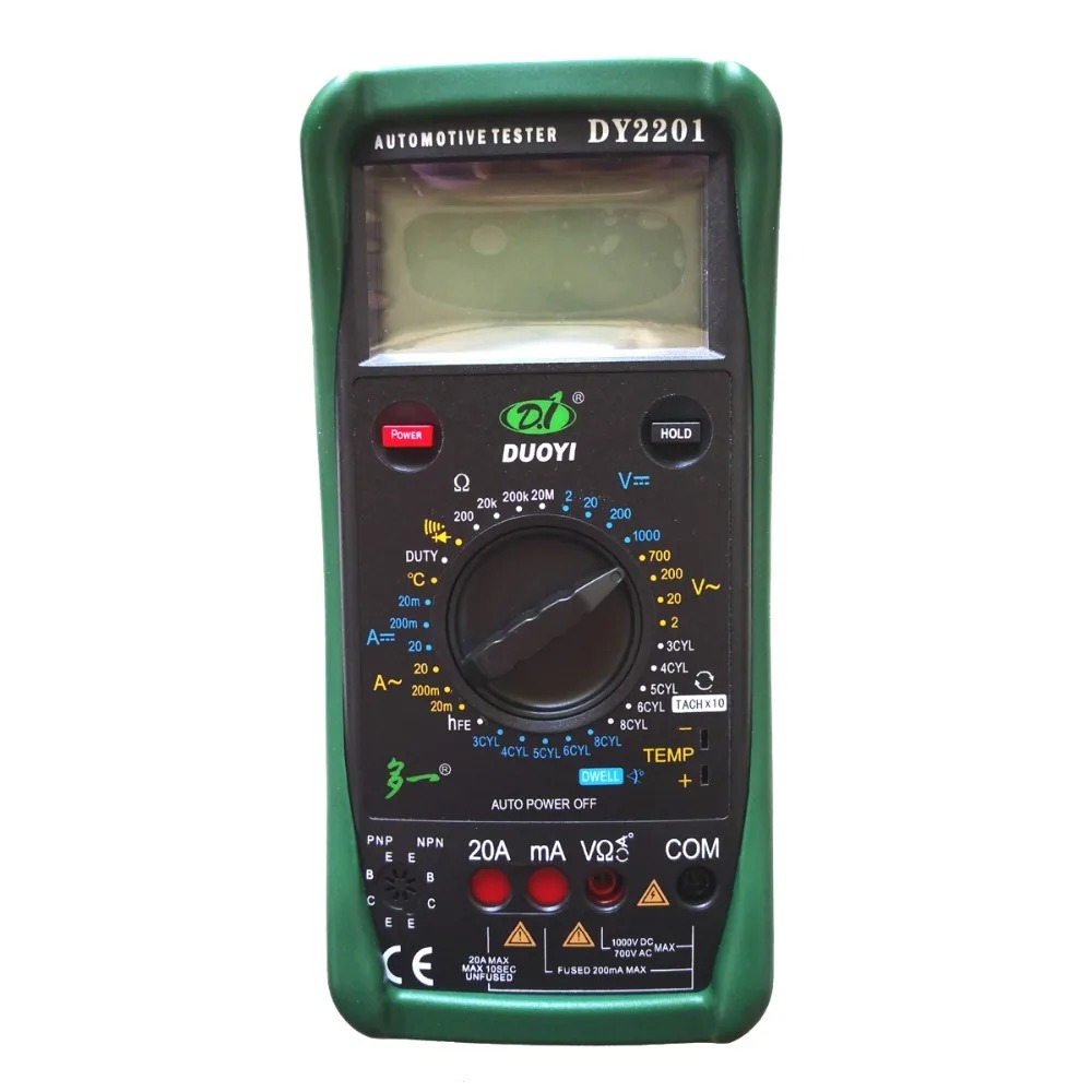 10Pcs/lot DUOYI DY2201 Digital Multimeter Automotive Auto Range Tester 500-10000 RPM Dwell Angle Temperature Meter Universal Multimetro