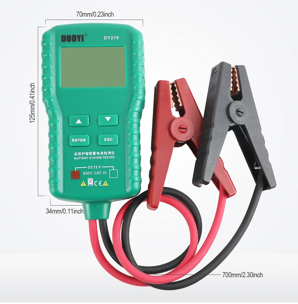 5Pcs/lot DUOYI DY219 12V Car Battery Tester Digital Automotive AH 2000CCA Voltage Battery Test Load Analyzer Diagnostic Tools Car Battery Charger 