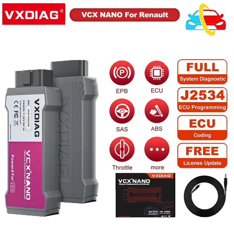 VXDIAG VCX NX200 For Renault All Systems Diagnostic Tool J2534 ECU Coding & Programming OBD2 Scanner