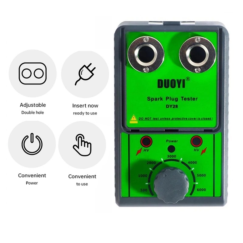10Pcs/lot DUOYI DY28 12V Car Spark Plug Tester Dual Hole Lgnition Plug Analyzer Tool Scanner Gasoline Vehicles Petrol Car Ignition Testers