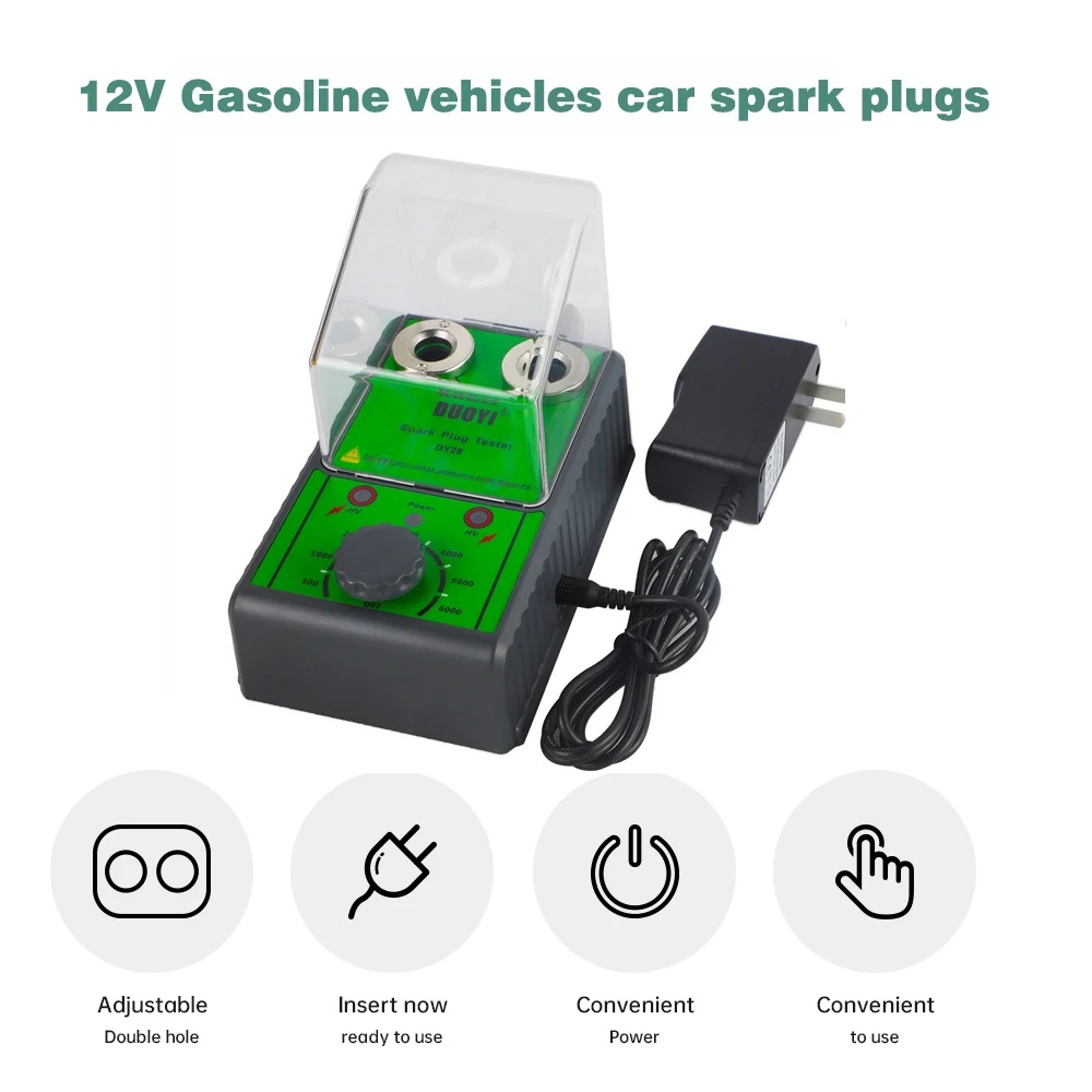 10Pcs/lot DUOYI DY28 12V Car Spark Plug Tester Dual Hole Lgnition Plug Analyzer Tool Scanner Gasoline Vehicles Petrol Car Ignition Testers