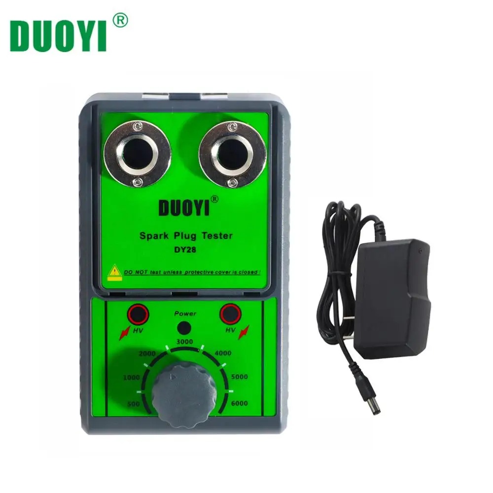 10Pcs/lot DUOYI DY28 12V Car Spark Plug Tester Dual Hole Lgnition Plug Analyzer Tool Scanner Gasoline Vehicles Petrol Car Ignition Testers