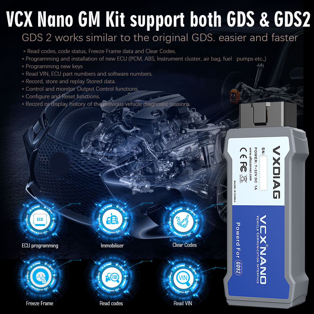 VXDIAG VCX NANO for G-M/OPEL GDS2 V2022.05 Tech2WIN 16.02.24 Diagnostic Tool Wifi Version USB Version