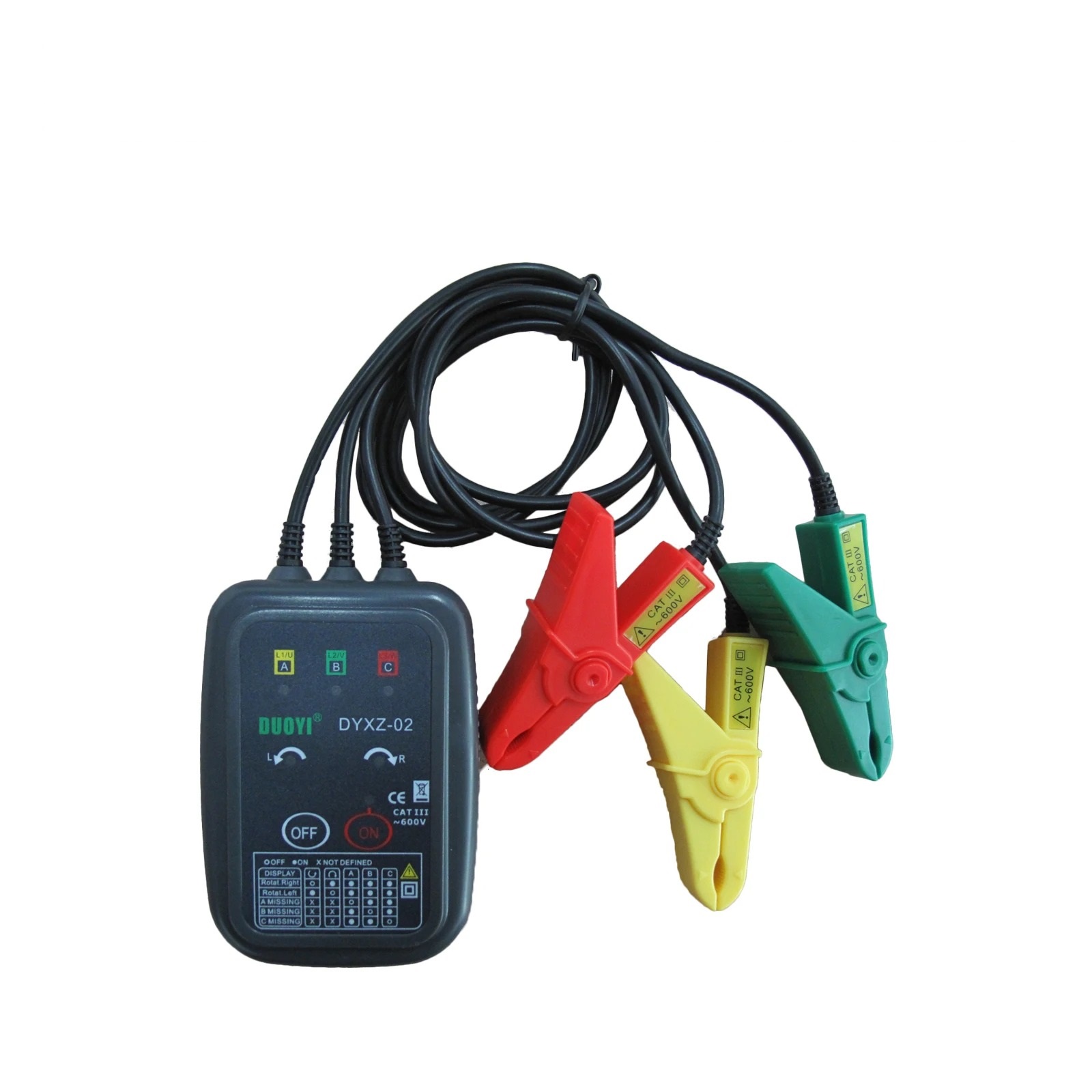 DUOYI DYXZ-02 Non-Contact Phase and Motor Rotation Tester Sequence Detector Phase Meter 3 Phase Circuit Tester Detector Detector Meter LED Display