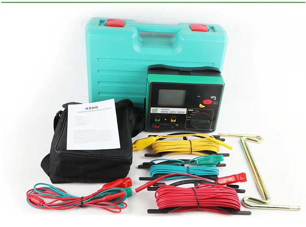 DUOYI DY4200 Digital 3-Terminal Earth Resistance Tester Digital Earth Ground Resistance Tester Multimeter Meter Electrical Instrument 0.01 - 2000 ohm