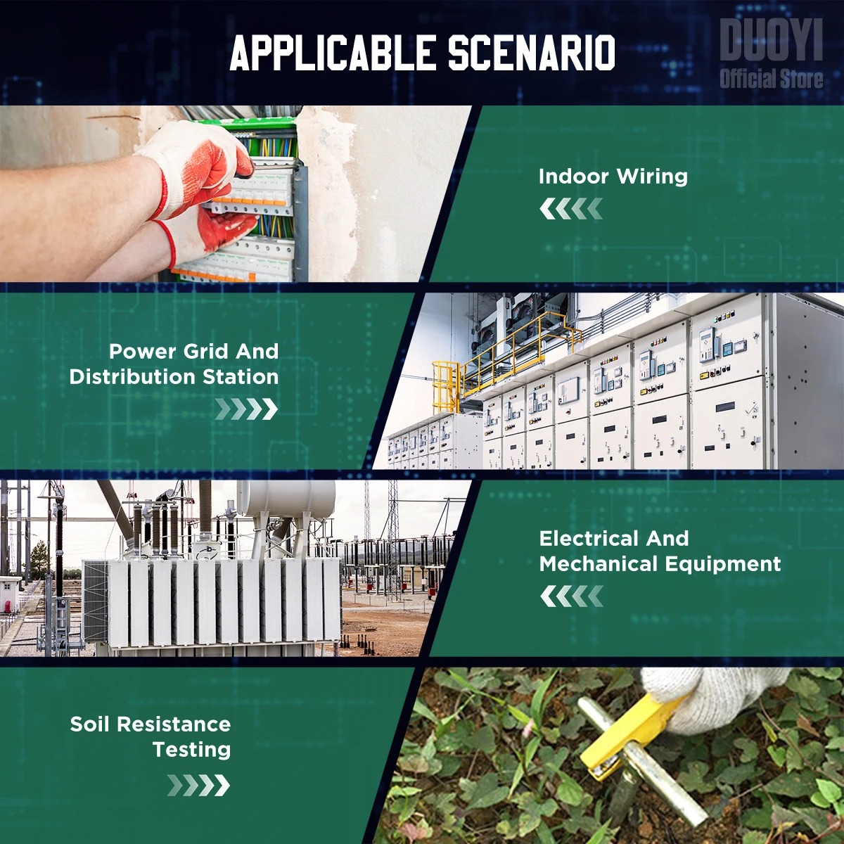 DUOYI DY4300B Digital 4-Terminal Earth Resistance and Soil Resistivity Tester Ground Resistance Megohmmeter Soil Resistivity Component Tester 0~209.9KΩ