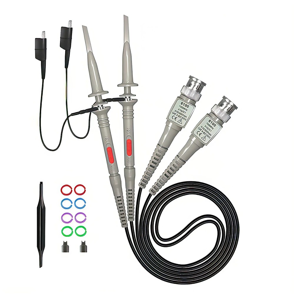 10pcs/lot P6100 BNC Oscilloscope Probe Kit 100MHz 1X 10X Mayitr High Precision Scope Analyzer Alligator Clip Probes Test Leads