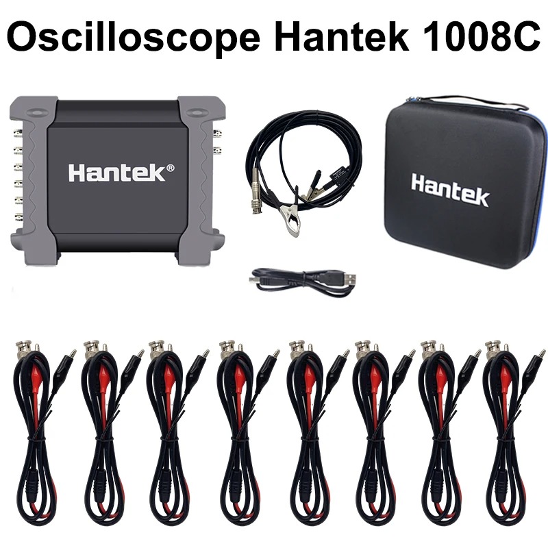 Hantek 1008c Automotive Oscilloscope/DAQ/Programmable Generator Handheld 8 Channels USB Oscilloscopes with Auto Ignition Probe