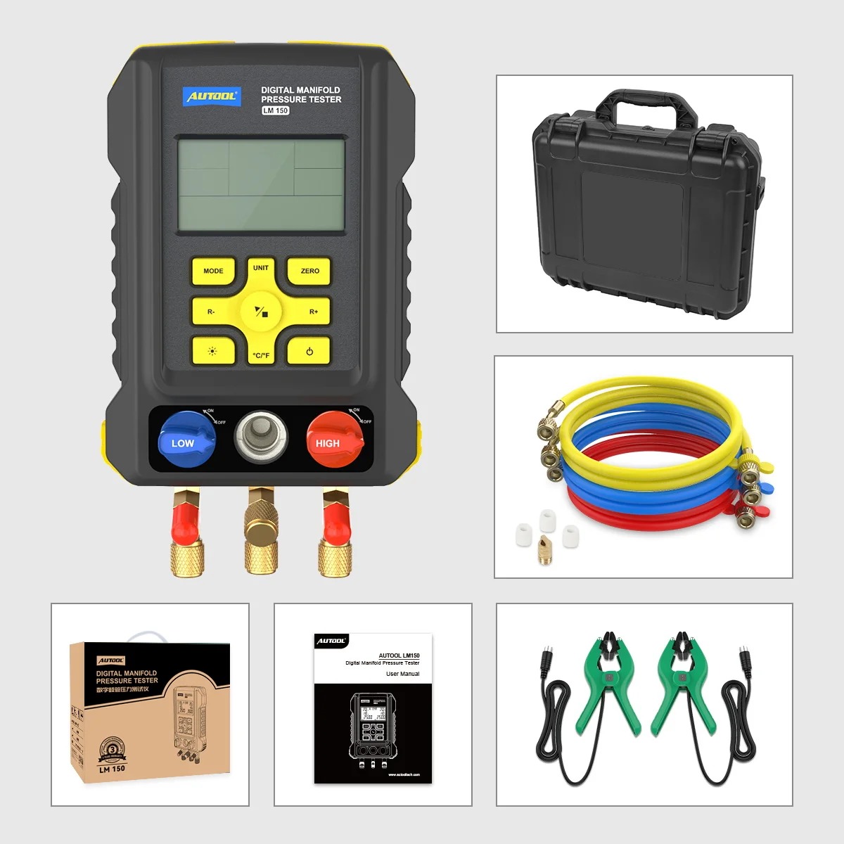Autool LM150 Digital Manifold Pressure Testers Refrigerant Gauge Meter Manometer With Multi-Function
