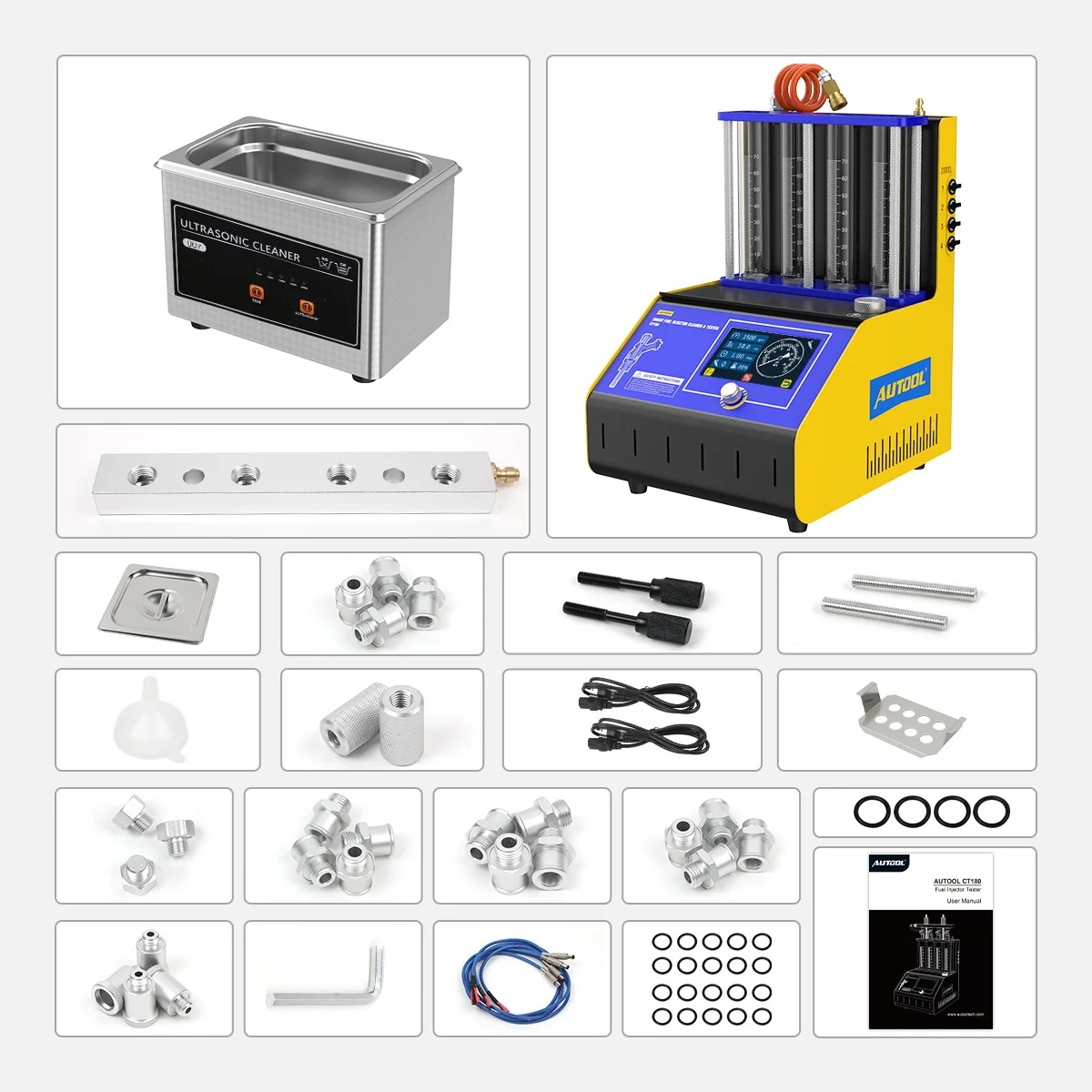 Autool CT180 Fuel Injector Cleaner & Tester Injector Nozzle Cleaning Machine Car Fuel Injector Tester Ultrasonic Injectors Cleaning Machine For GDI