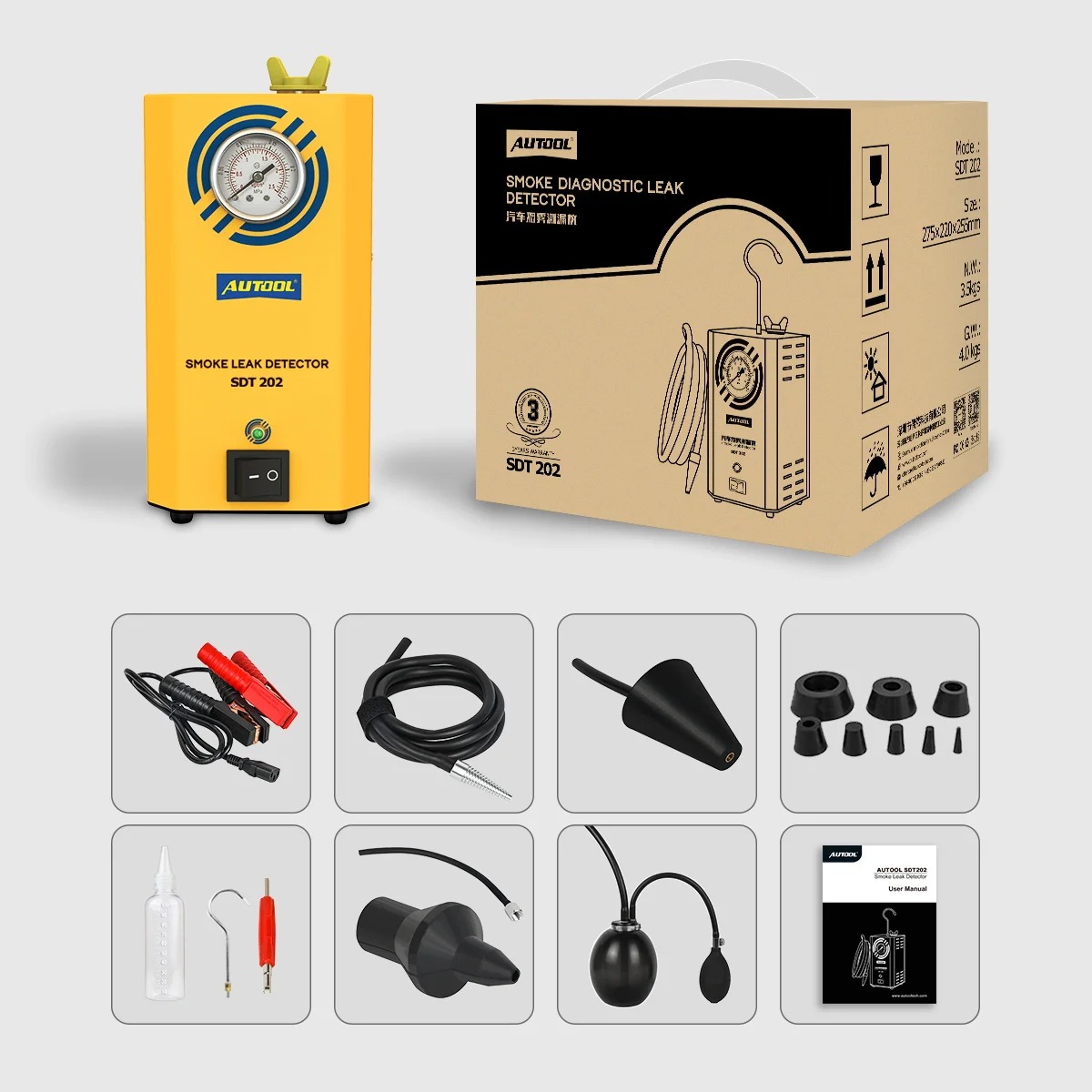 Autool SDT202 Smoke Generator Cars Automobile Smoke Leak Detector Pipe Leak Diagnostic Locator Auto Diagnostic Smog Gas Leakage