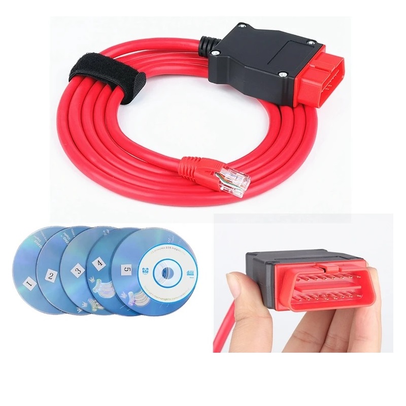 50pcs/lot For BMW ENET Coding Cable with CD ENET Ethernet to OBD2 Diagnostic Cable For BMW F-series Interface Cable Code Hidden Line for BMW ENET Cable 