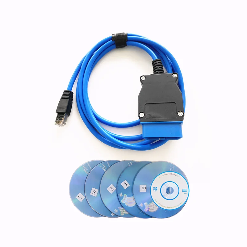 50pcs/lot For BMW ENET Coding Cable with CD ENET Ethernet to OBD2 Diagnostic Cable For BMW F-series Interface Cable Code Hidden Line for BMW ENET Cable 
