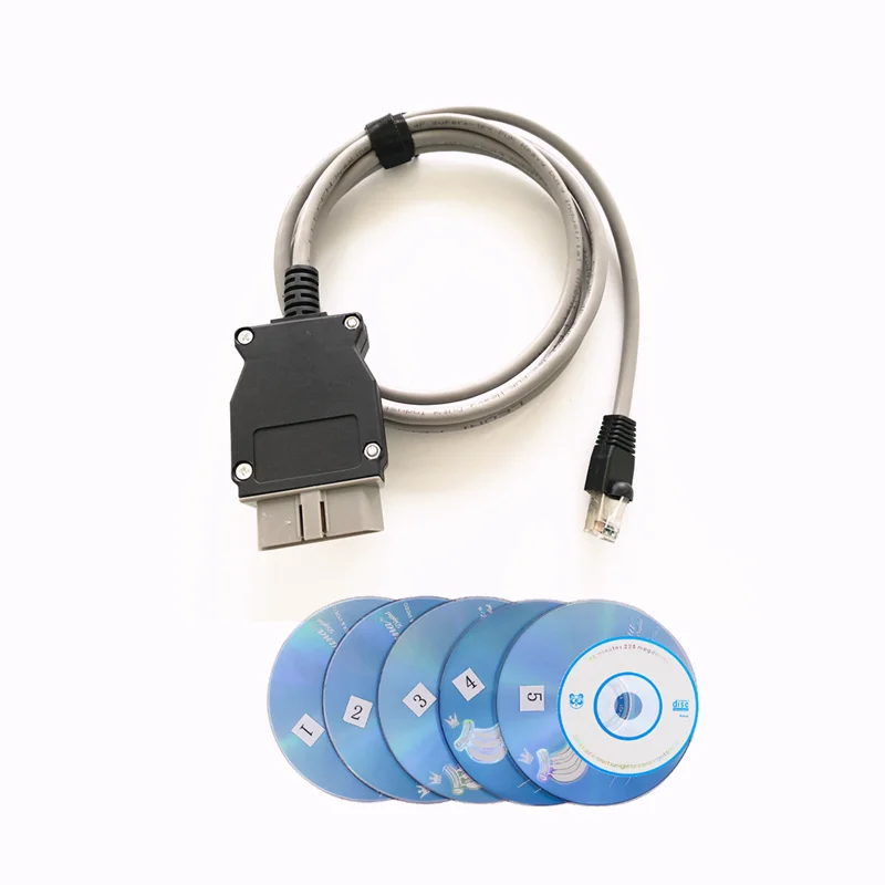 50pcs/lot For BMW ENET Coding Cable with CD ENET Ethernet to OBD2 Diagnostic Cable For BMW F-series Interface Cable Code Hidden Line for BMW ENET Cable 