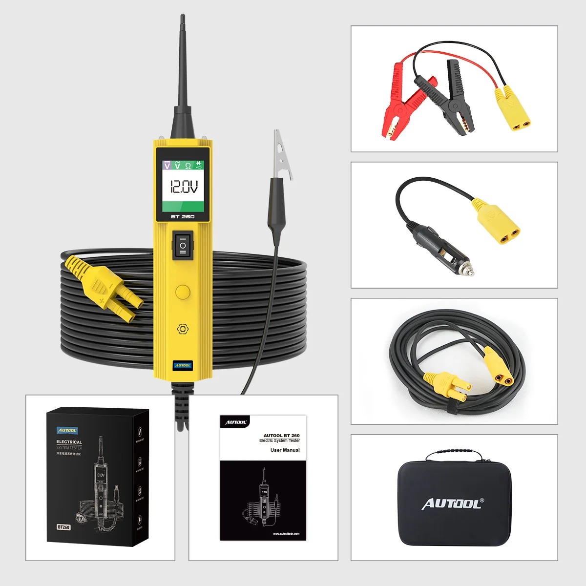 Autool BT260 Car Electrical Circuit Tester Power Probe Automotive Scanner Auto LED Display Voltage Digital Diagnostic Tool pb100