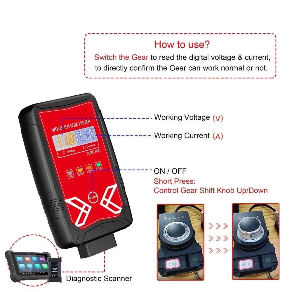 WOYO PL005 PRO  Apply for Land R-over J-aguar Gear Shift Module GSM Tester/Rotary Gear Selector Bench Test Diagnostic Tester Repair Kit