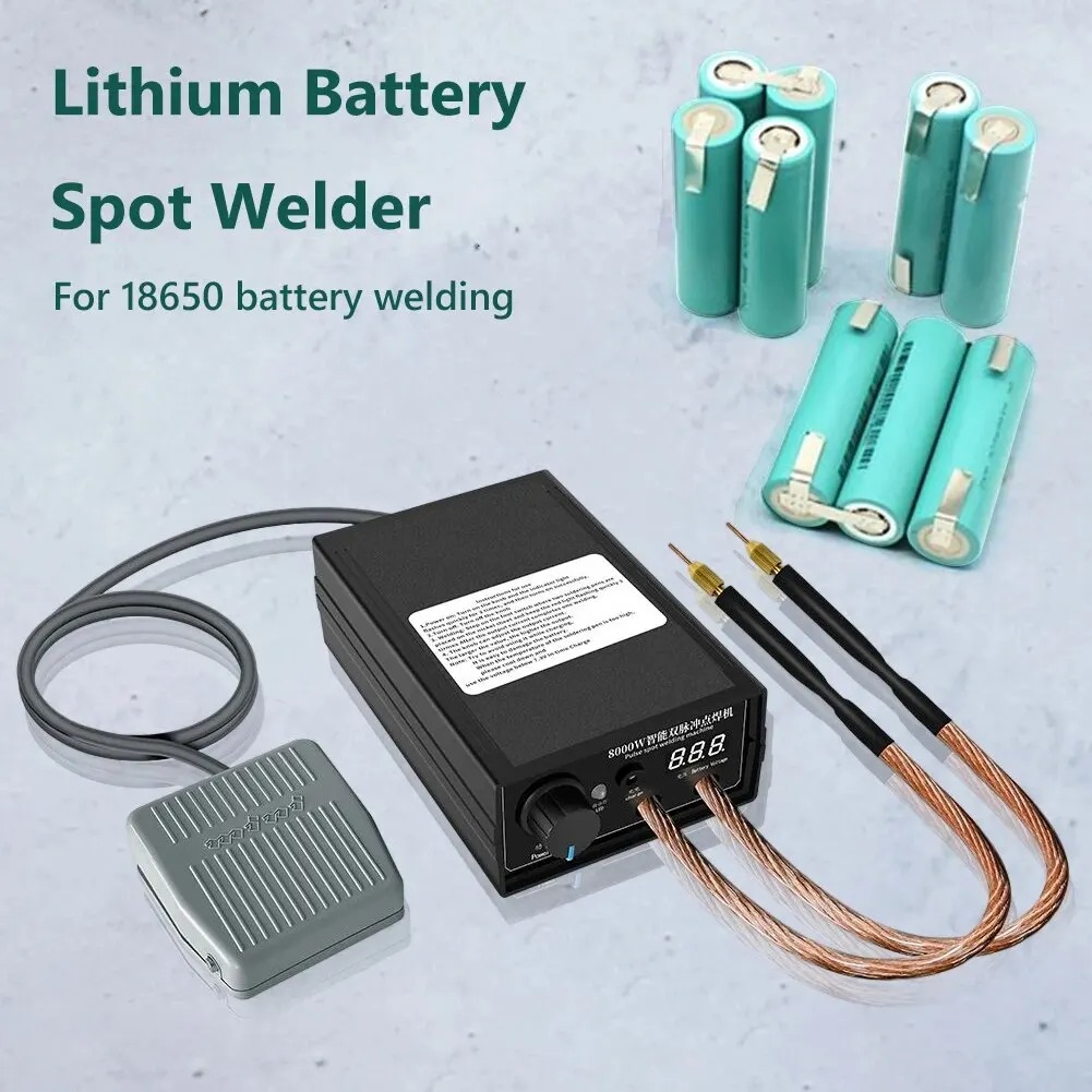 Footpedal Type 8000W High Power Double Pulse Lithium Battery Spot Welder for 18650 Battery Welding 