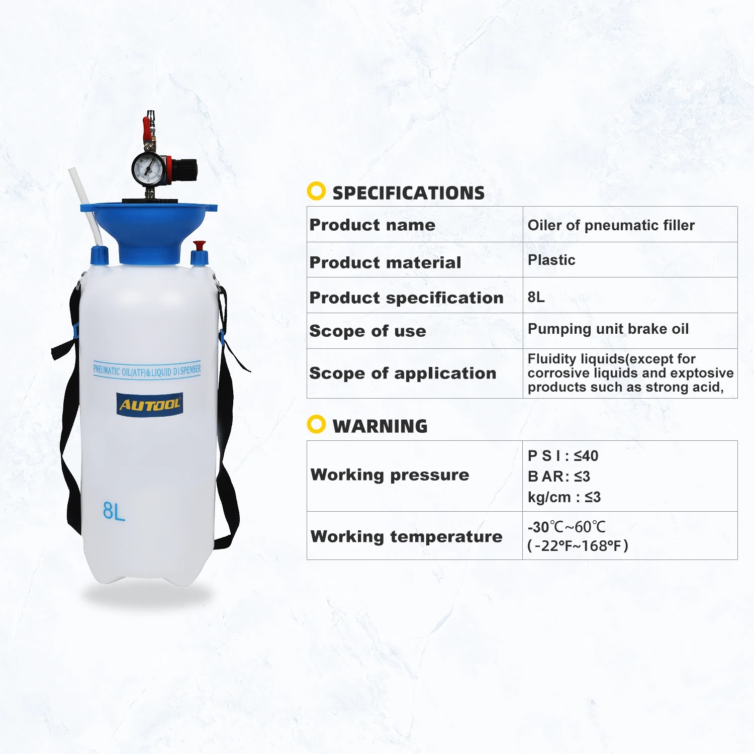 AUTOOL 8L Pneumatic Refueling Automatic Transmission Oil Machine Replacement Tool Car Gearbox Grease Injector Oil Tanker Tools