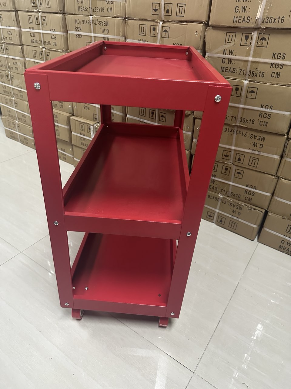 3 Tier Rolling Tool Utility Cart Red Heavy Duty Organizer with Storage Drawer Industrial Commercial Service Cart