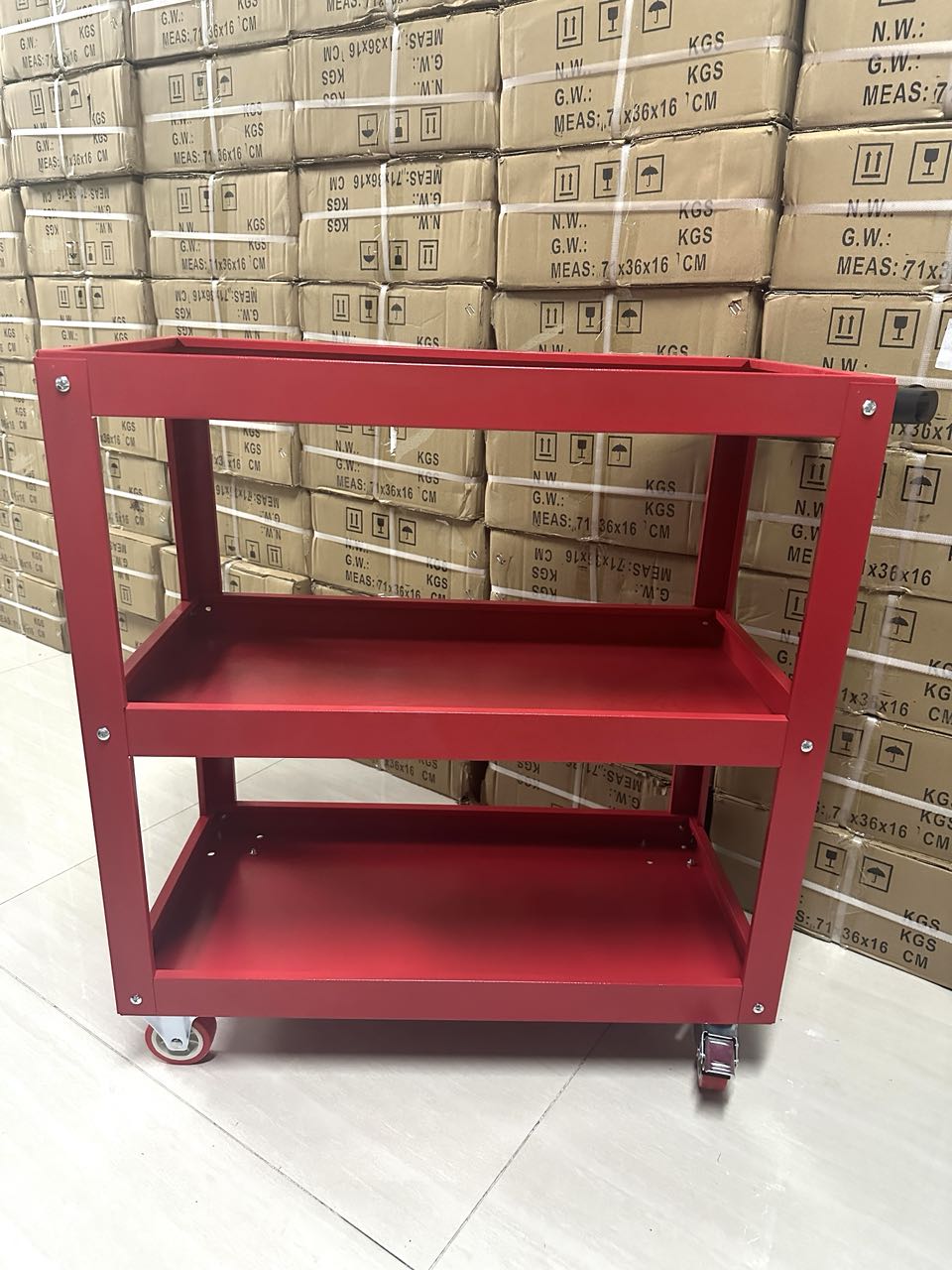 3 Tier Rolling Tool Utility Cart Red Heavy Duty Organizer with Storage Drawer Industrial Commercial Service Cart
